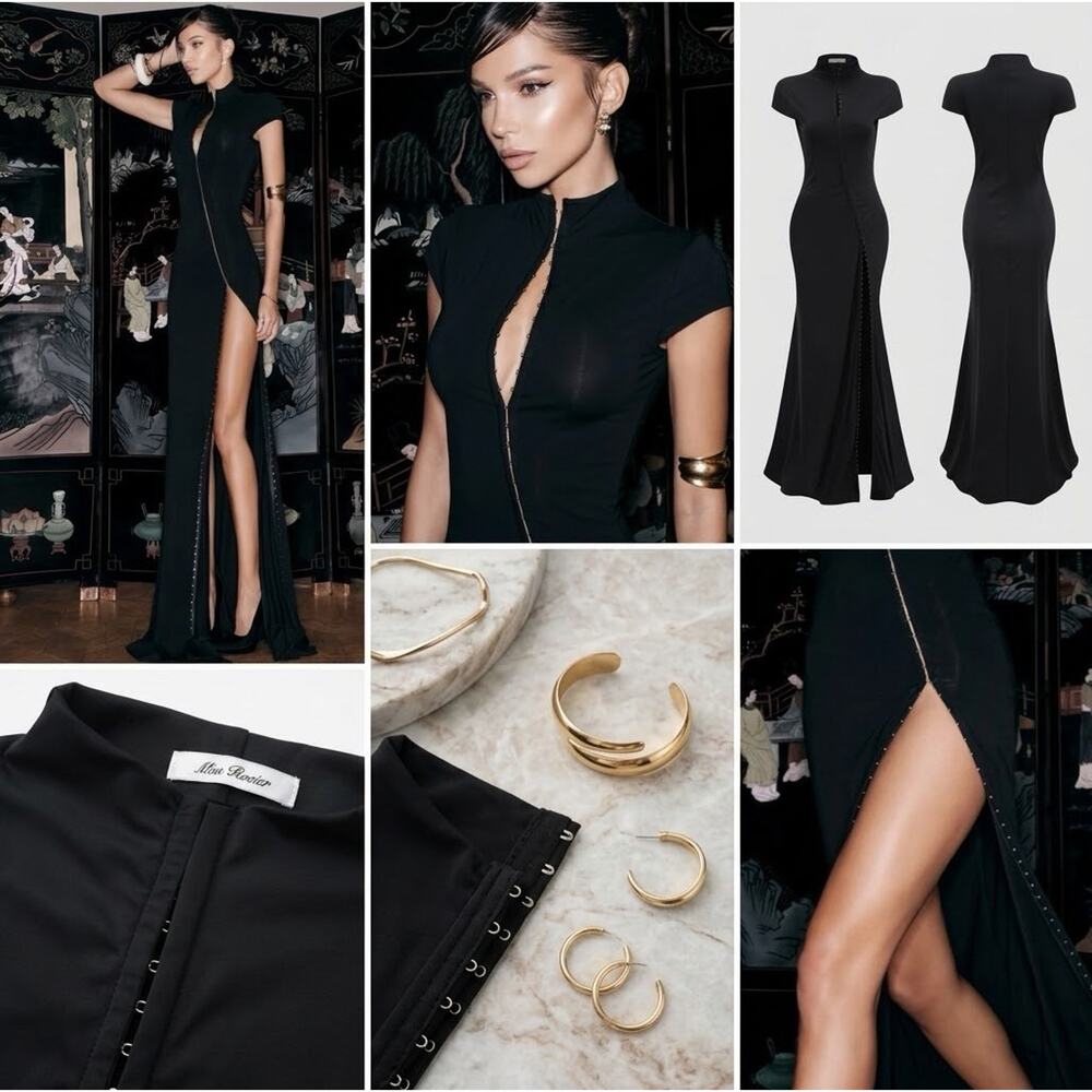 Miss Rosier Andrea Black Keyhole Maxi Dress - Size S - Picture 2 of 6